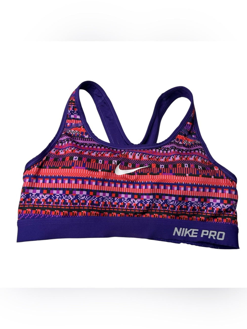 Nike Pro Purple, Pink & Red Geometric Sports Bra
